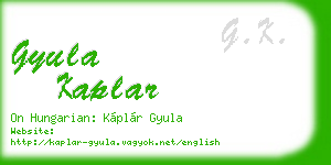 gyula kaplar business card